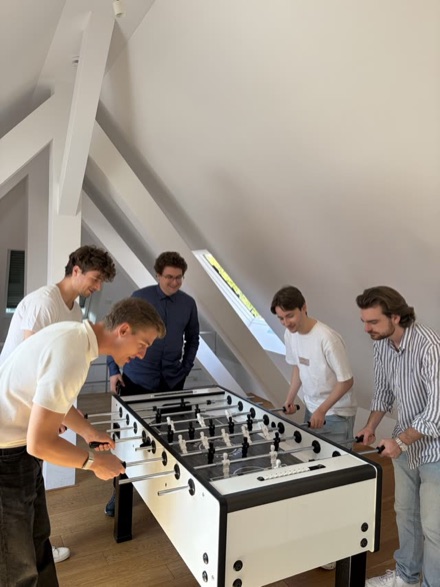 The team playing football